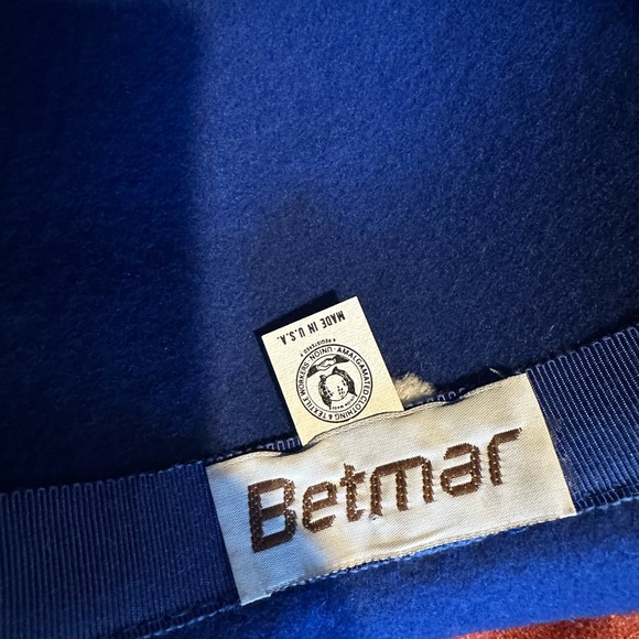 Betmar 100% Wool Cloche Hat Cobalt Blue w/ Grosgrain Bow Made in USA - Picture 8 of 11